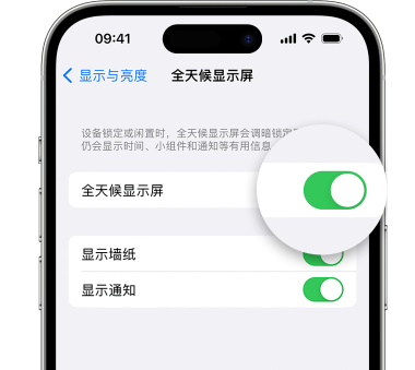 振安苹果15预约维修分享iPhone15如何设置全天候显示屏幕可见 